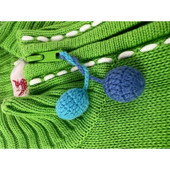 Quacker Factory Women's Green Long Sleeve Full Zip Ski Snow Motif Sweater M - Picture 4 of 16